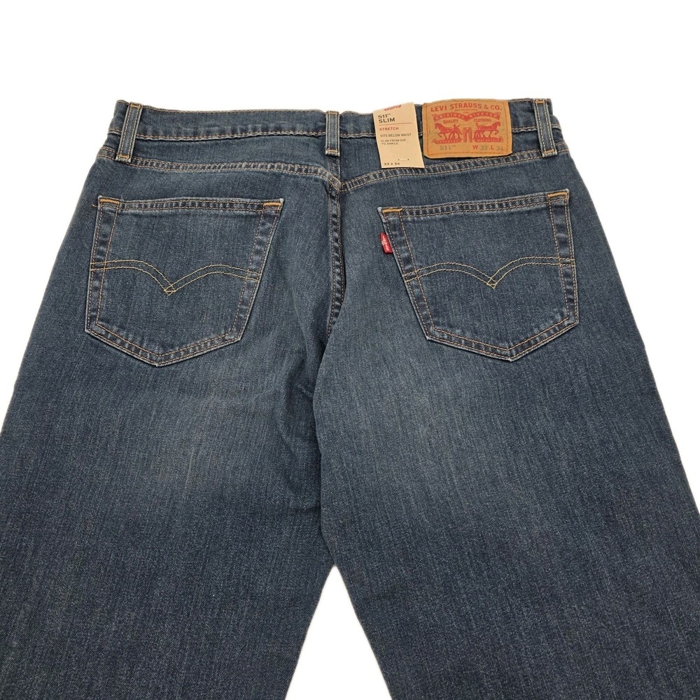 Levi 511 Slim Fit Mens 33 x 34 Jeans Mid Wash Stretch Denim Classic City New - Picture 5 of 8